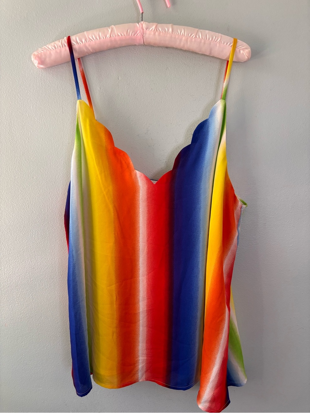 Rainbow Stripe Sleeveless Cami Tank Top Large Pride Festival - Picture 2 of 8